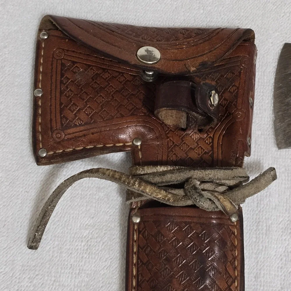 VTG Western Boulder Colo Knife Axe‎ Combo Set with Leather Sheath USA 1930s